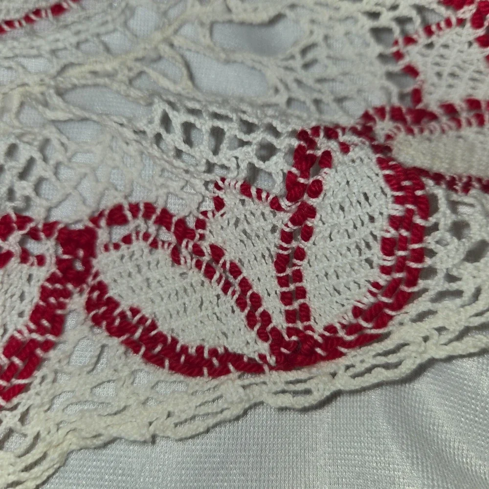 Vintage Crochet Table Runners Doilies Lot of 9 Red Blue White Cream Snowflake